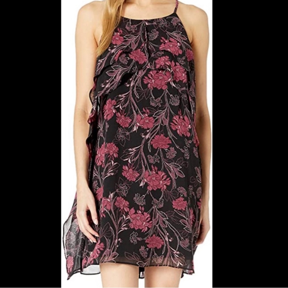 NWT BCBGeneration black port sleeveless ruffle dress, size M